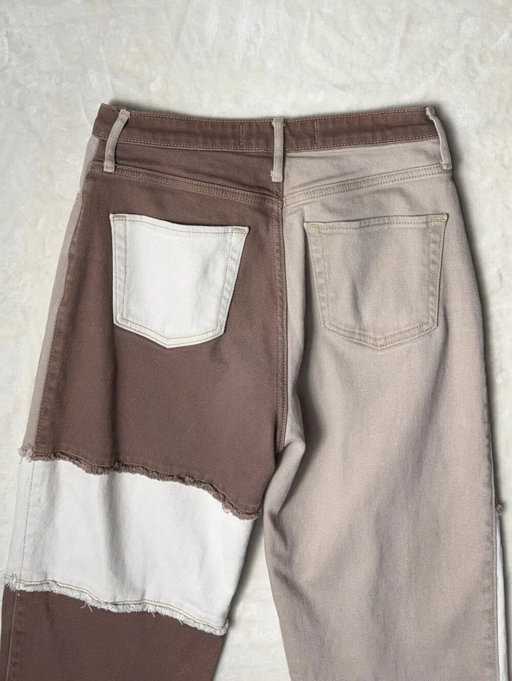 Hollister Colorblock Patchwork Jeans Womens 5S W27 L29 Ultra High Rise Dad Brown